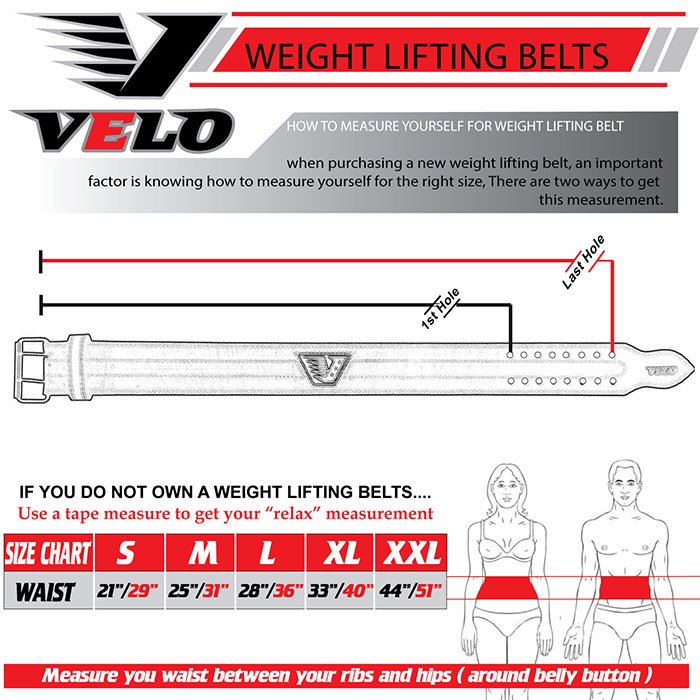 VELO Weight Lifting Belt Leather Power Belt Gym Back Support Training